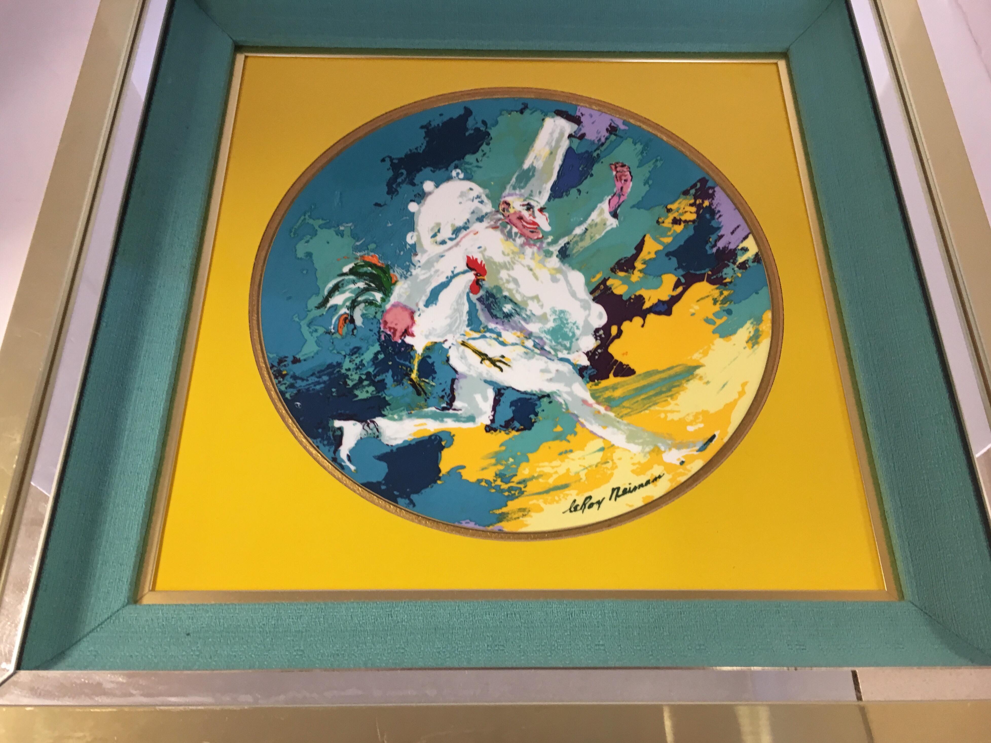 Mid-Century Modern Leroy Neiman Limited Edition Royal Doulton Punchinello 1978 Framed Artwork Plate
