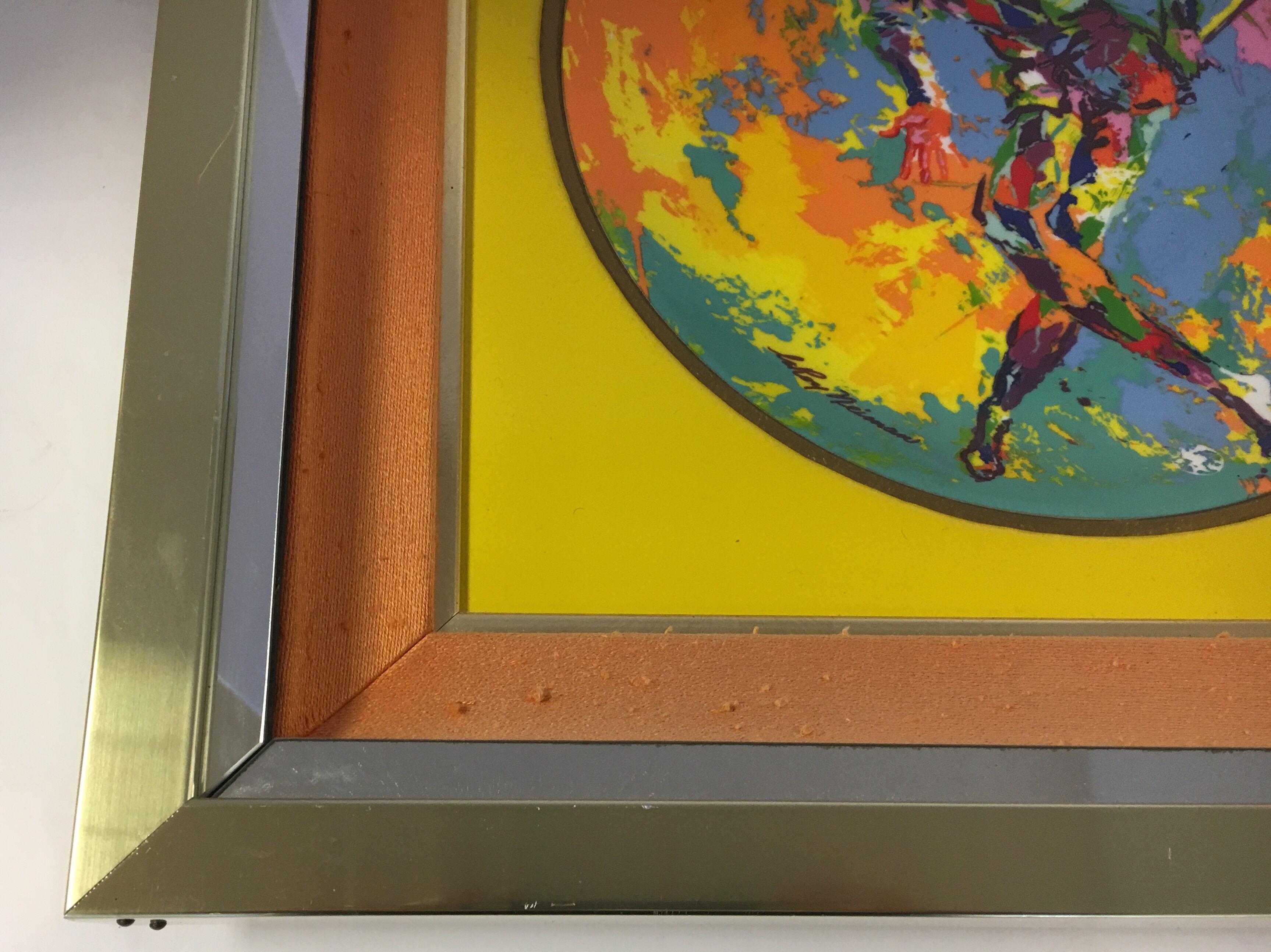 American Leroy Neiman Limited Edition Royal Doulton Harlequin 1974 Framed Artwork Plate