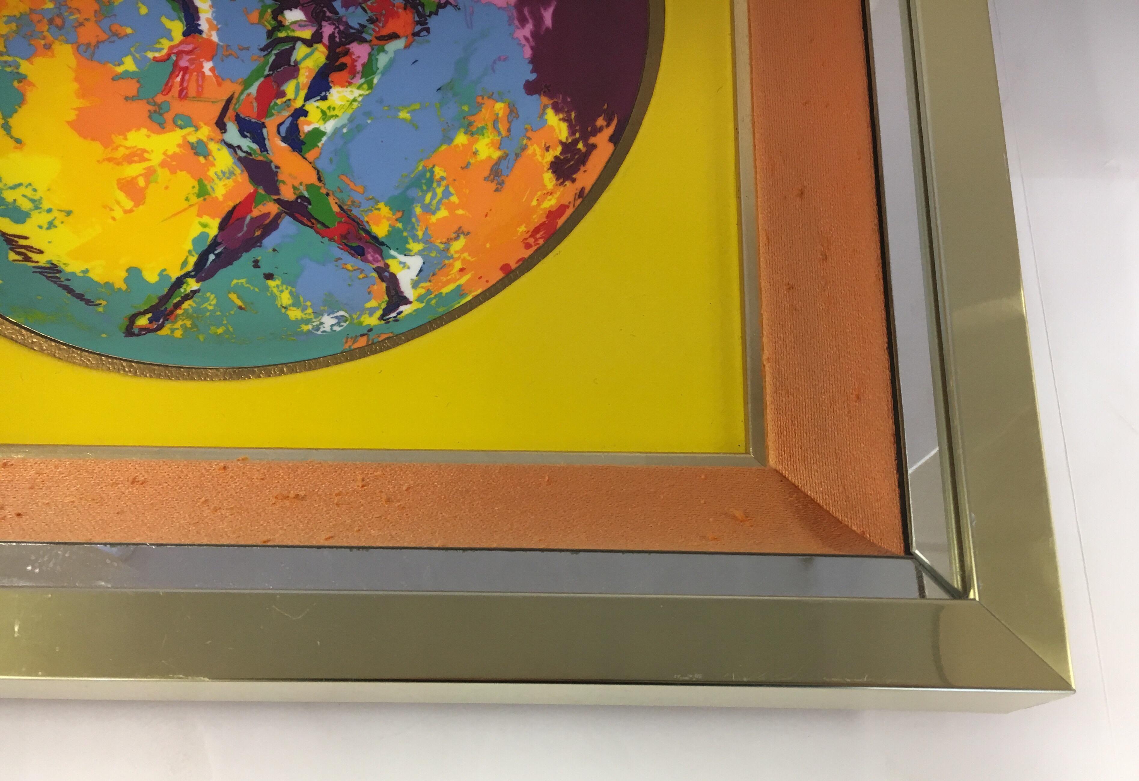 Leroy Neiman Limited Edition Royal Doulton Harlequin 1974 Framed Artwork Plate In Good Condition In West Hartford, CT