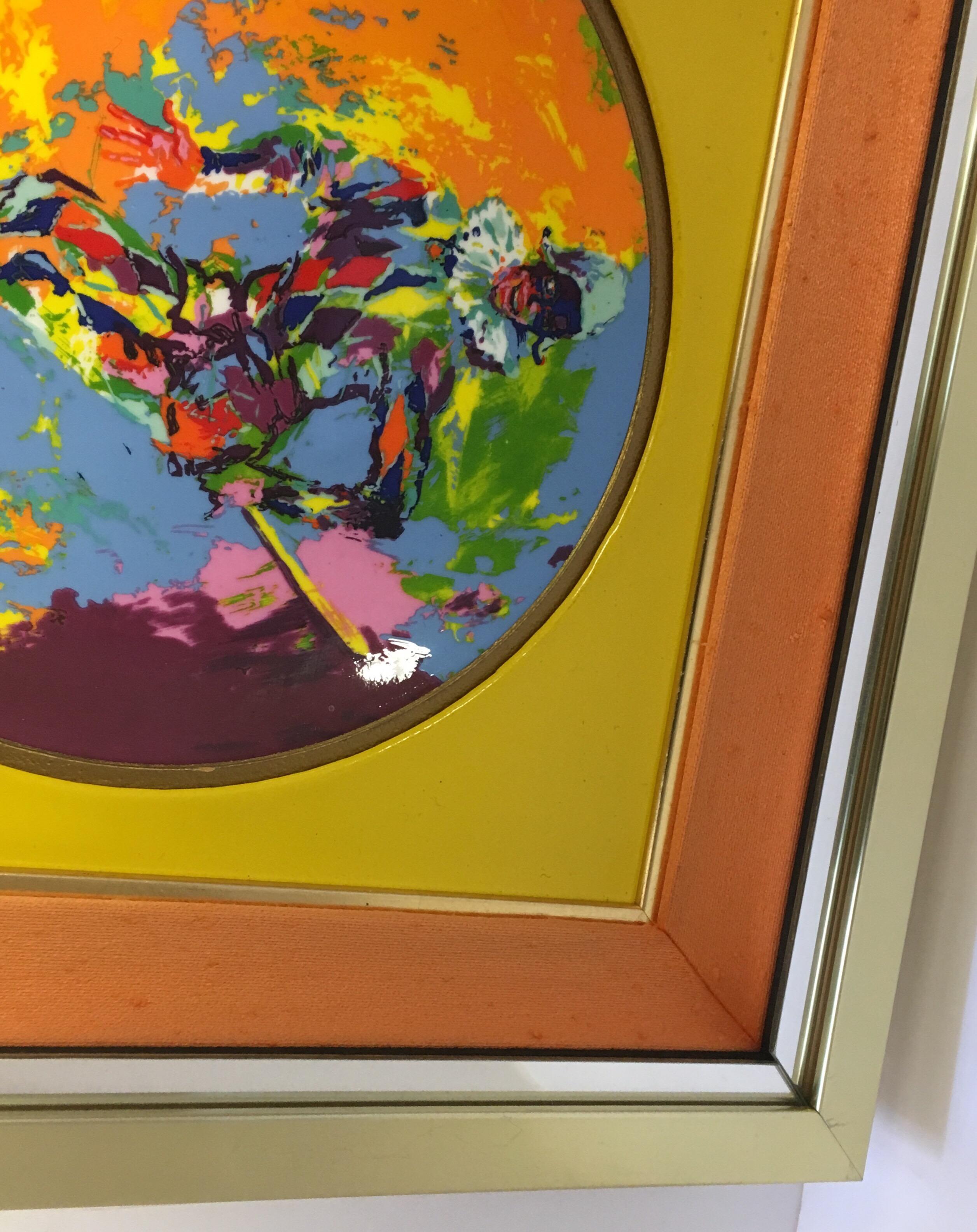 Late 20th Century Leroy Neiman Limited Edition Royal Doulton Harlequin 1974 Framed Artwork Plate
