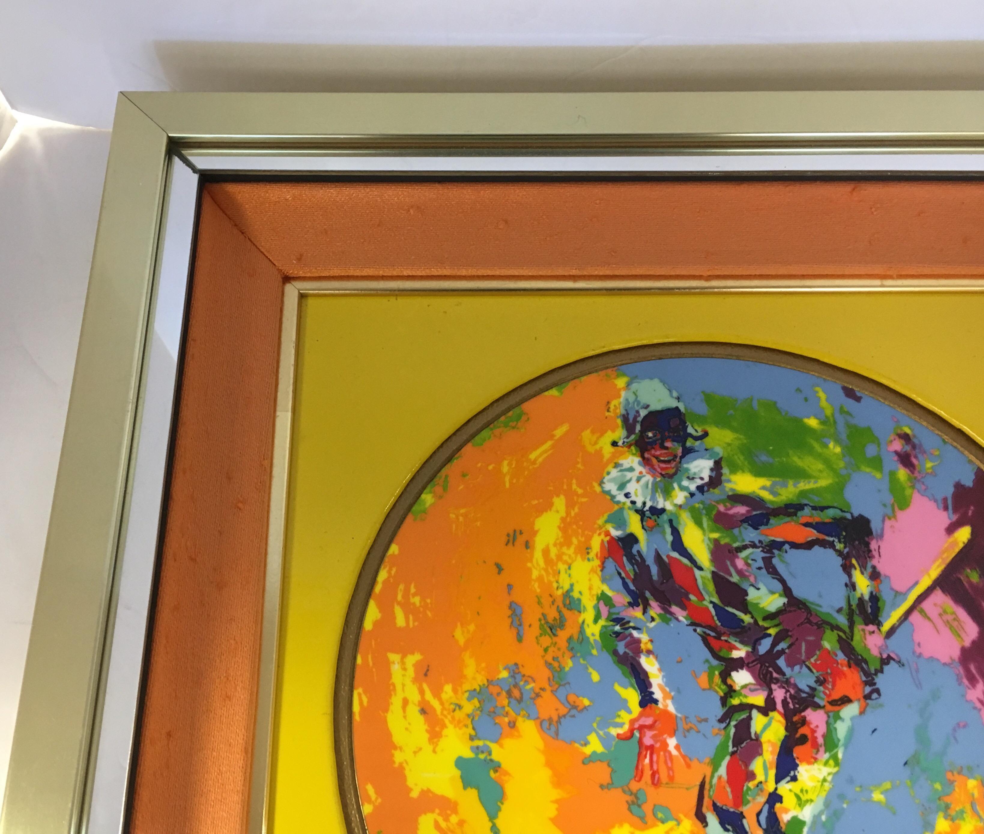Metal Leroy Neiman Limited Edition Royal Doulton Harlequin 1974 Framed Artwork Plate