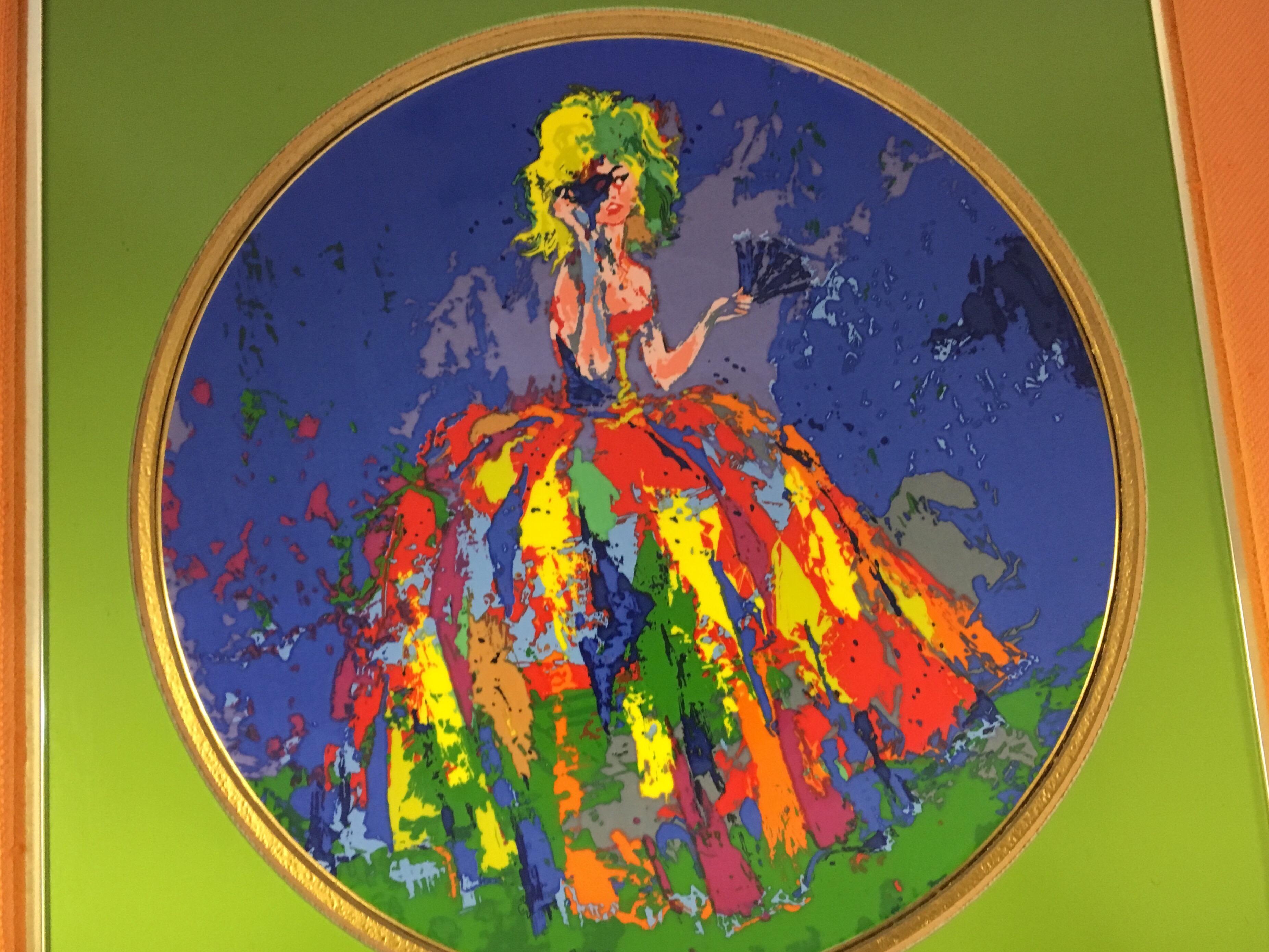 Mid-Century Modern LeRoy Neiman Limited Edition Royal Doulton Columbine 1977 Framed Artwork Plate