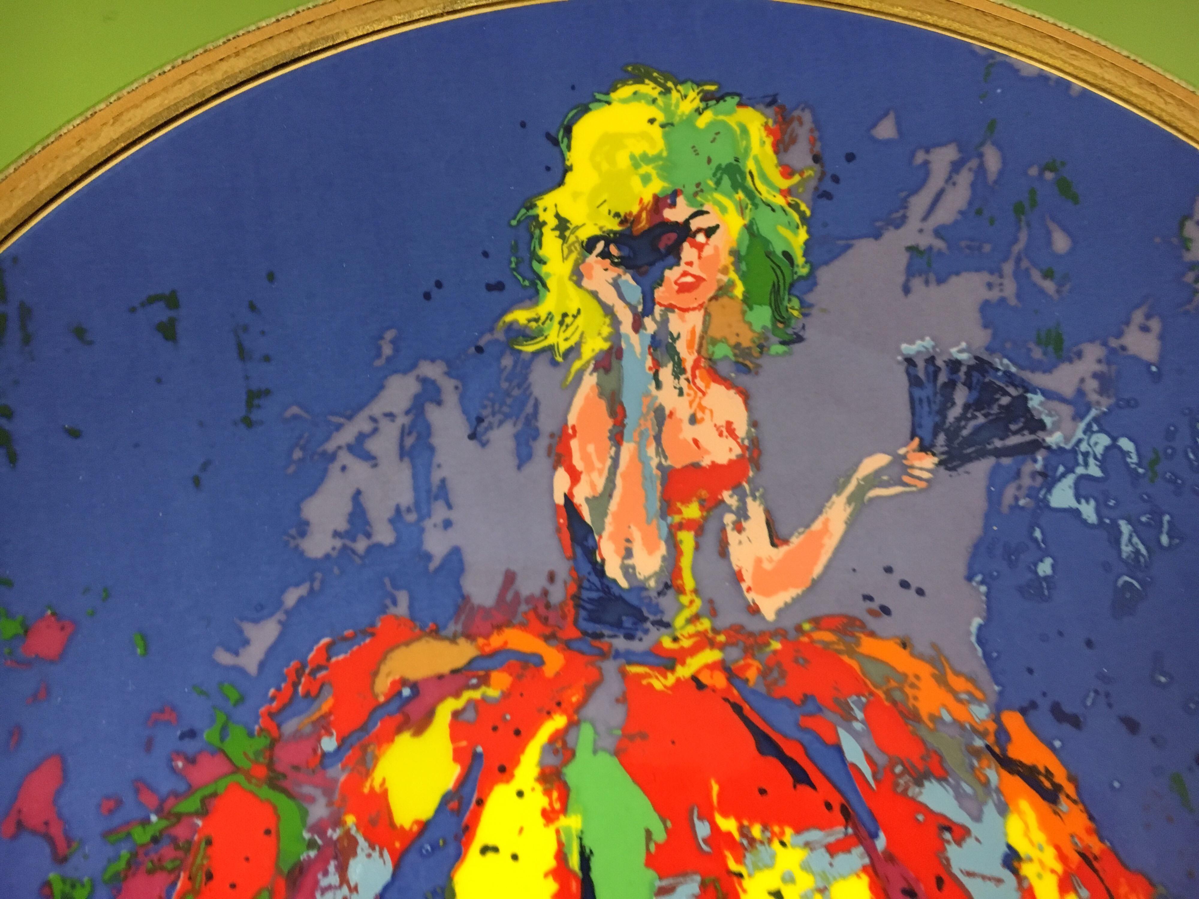 LeRoy Neiman Limited Edition Royal Doulton Columbine 1977 Framed Artwork Plate In Good Condition In West Hartford, CT