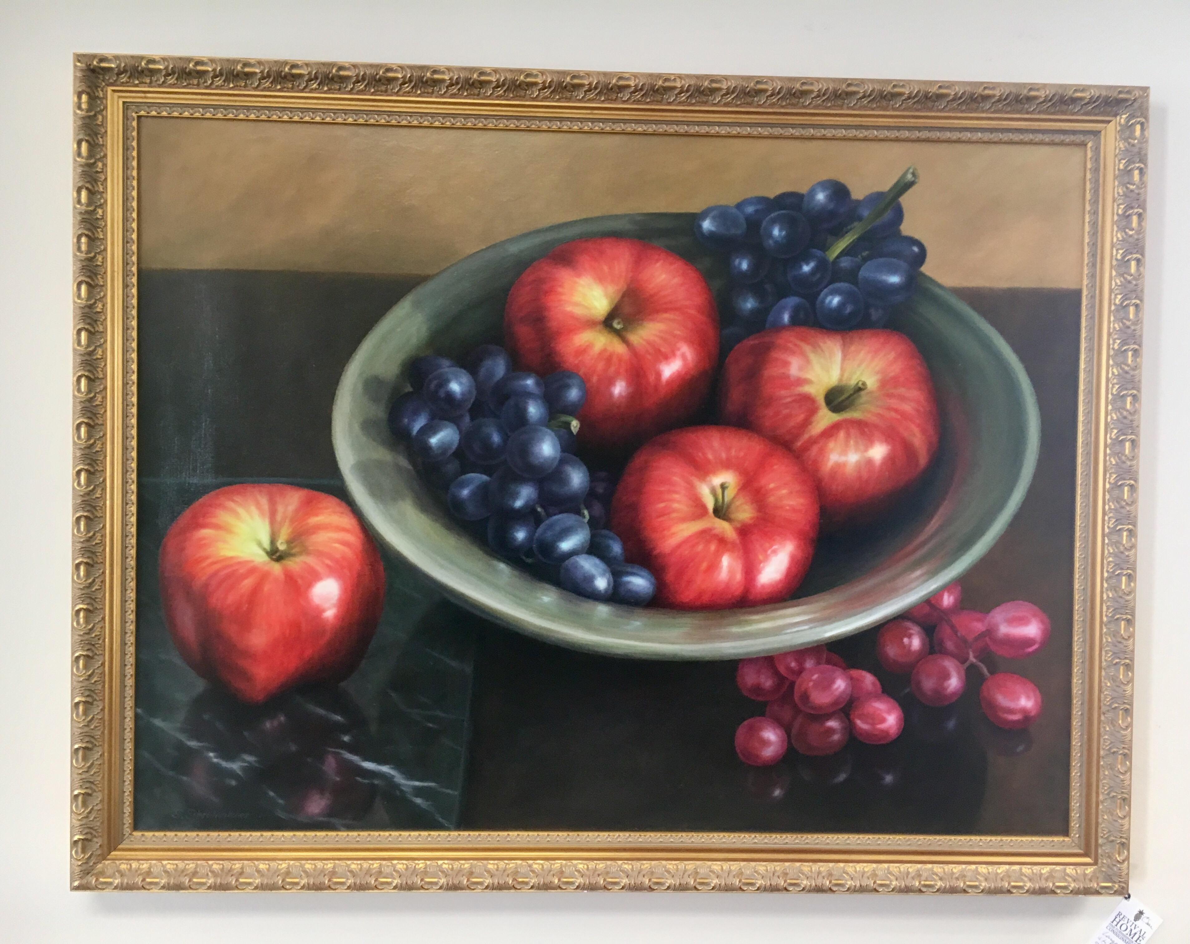 Original Oil on Canvas Signed Still Life Painting S. Schrohenlofer In Excellent Condition In West Hartford, CT