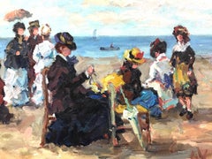 Women on the Beach Impressionist Oil Painting