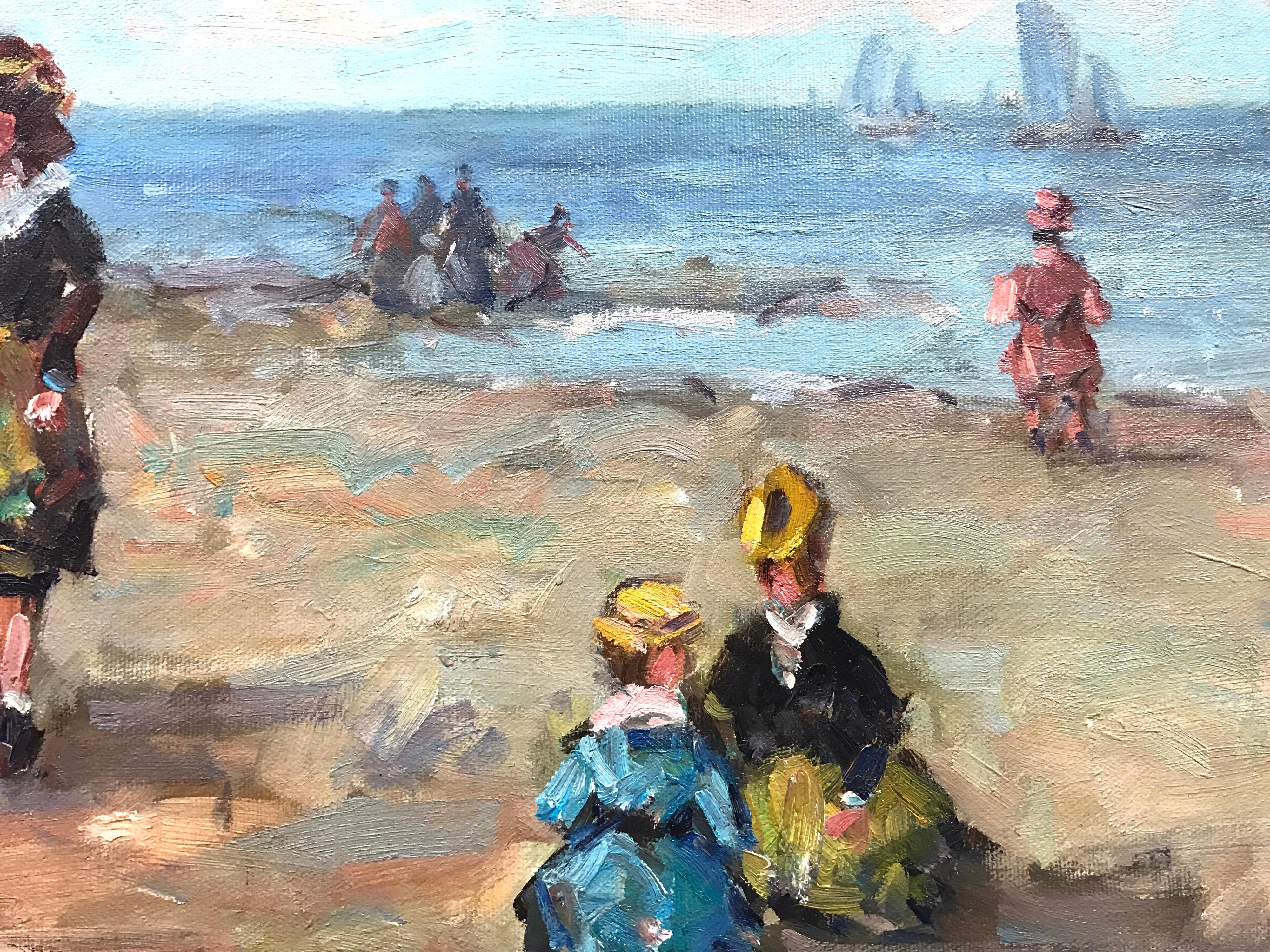 woman on the beach painting