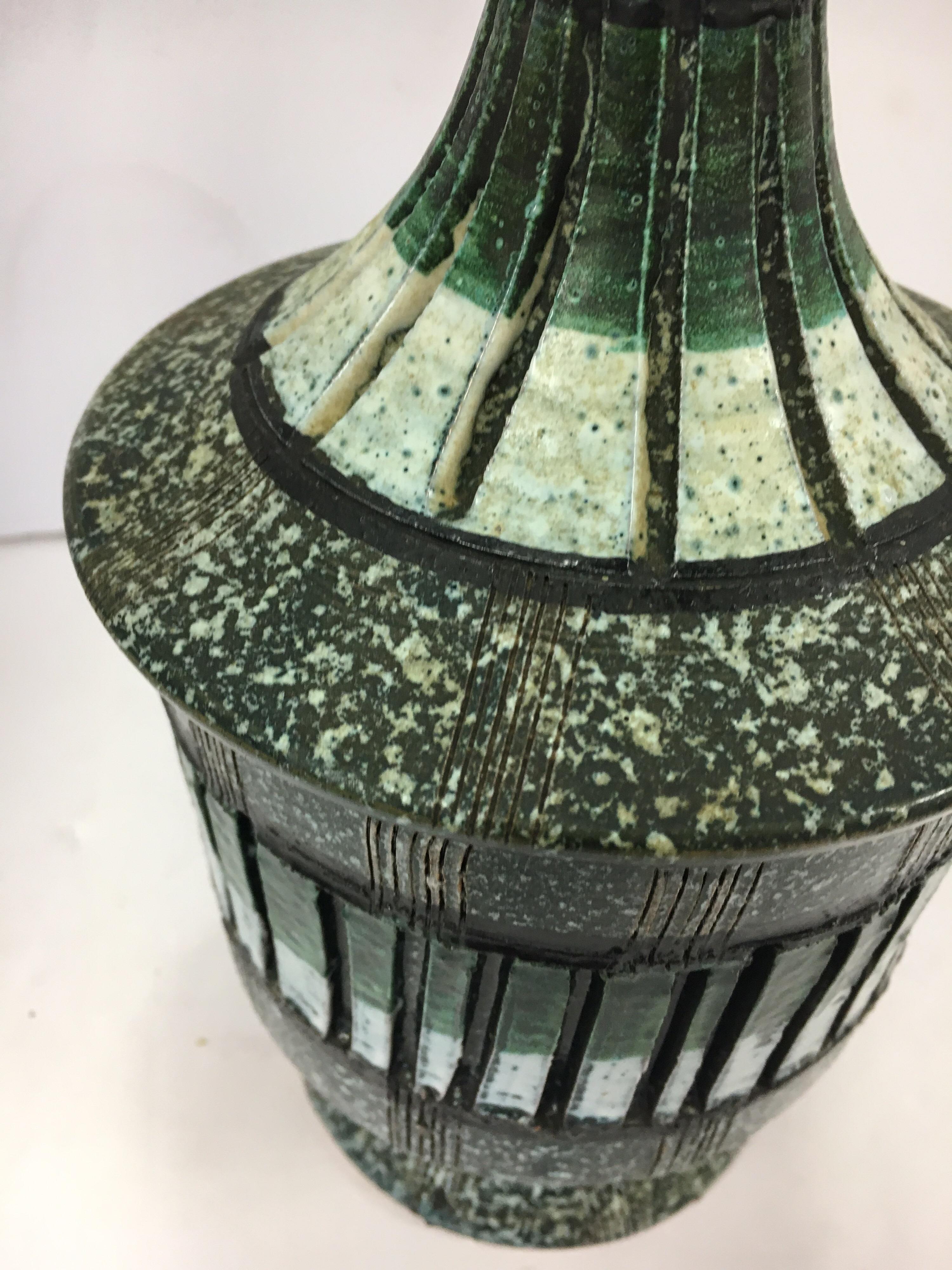 Made in Italy Signed Covered Urn Vase Jar (Keramik)