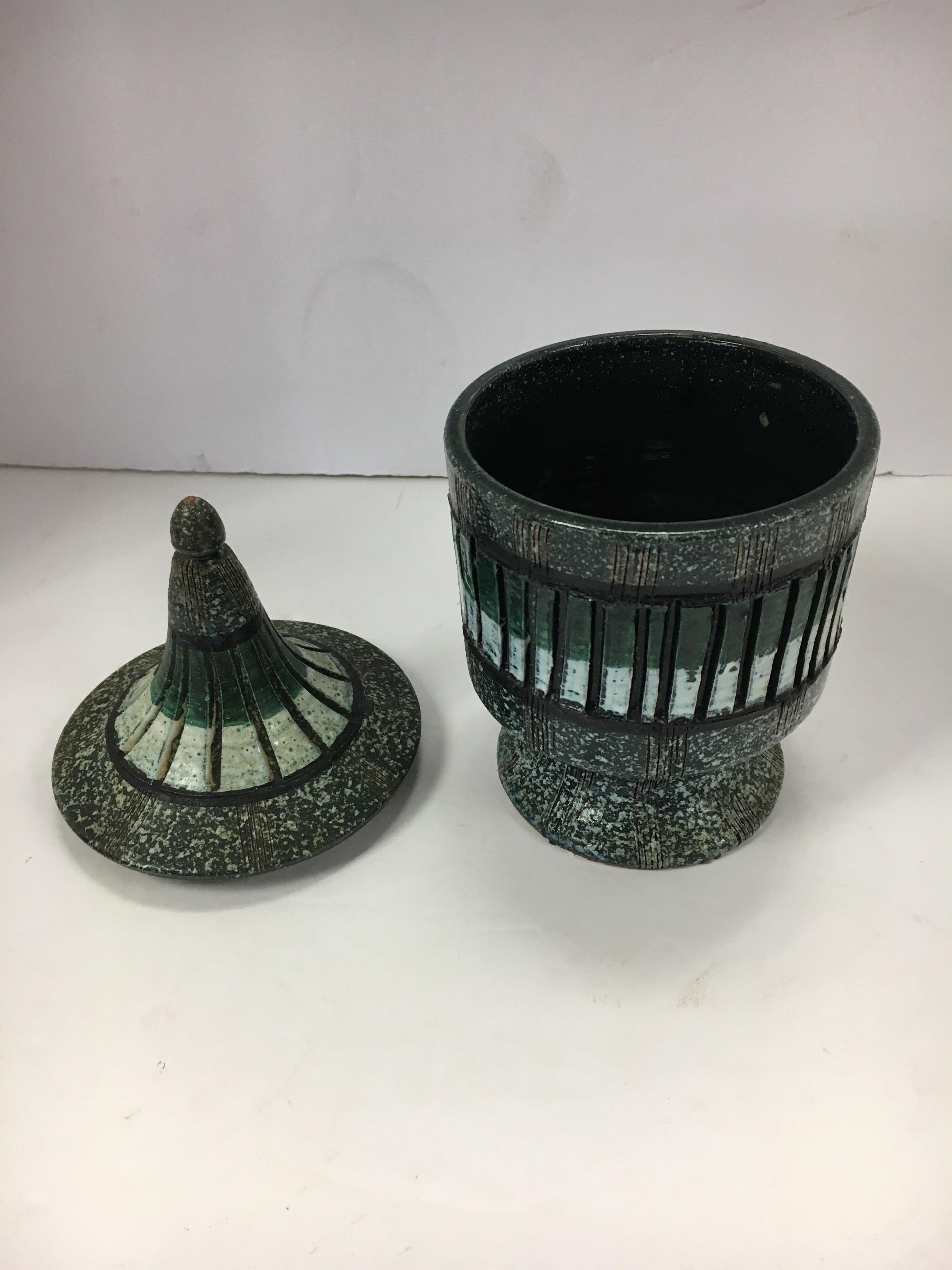 Made in Italy Signed Covered Urn Vase Jar 3