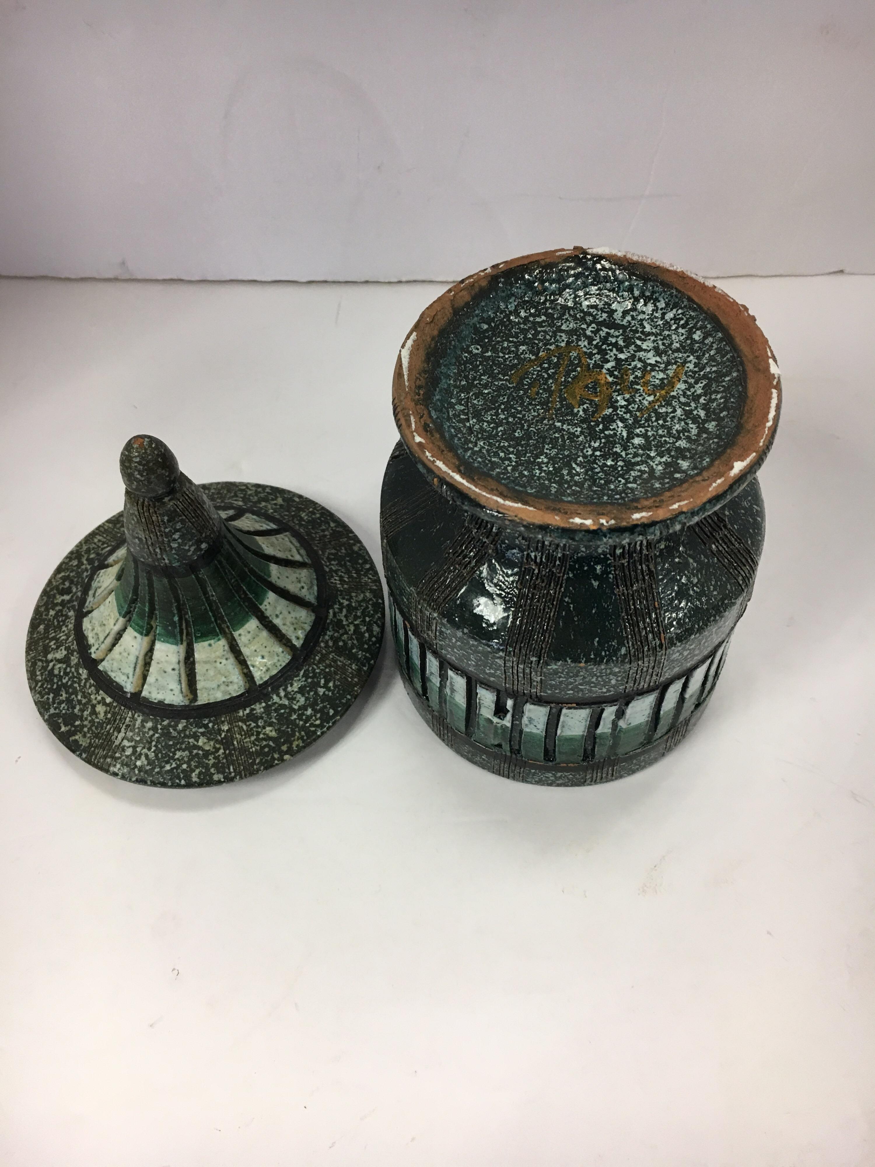 Made in Italy Signed Covered Urn Vase Jar 4