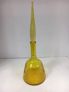 Mid Century Blenko Yellow Art Glass Decanter Bottle Vessel