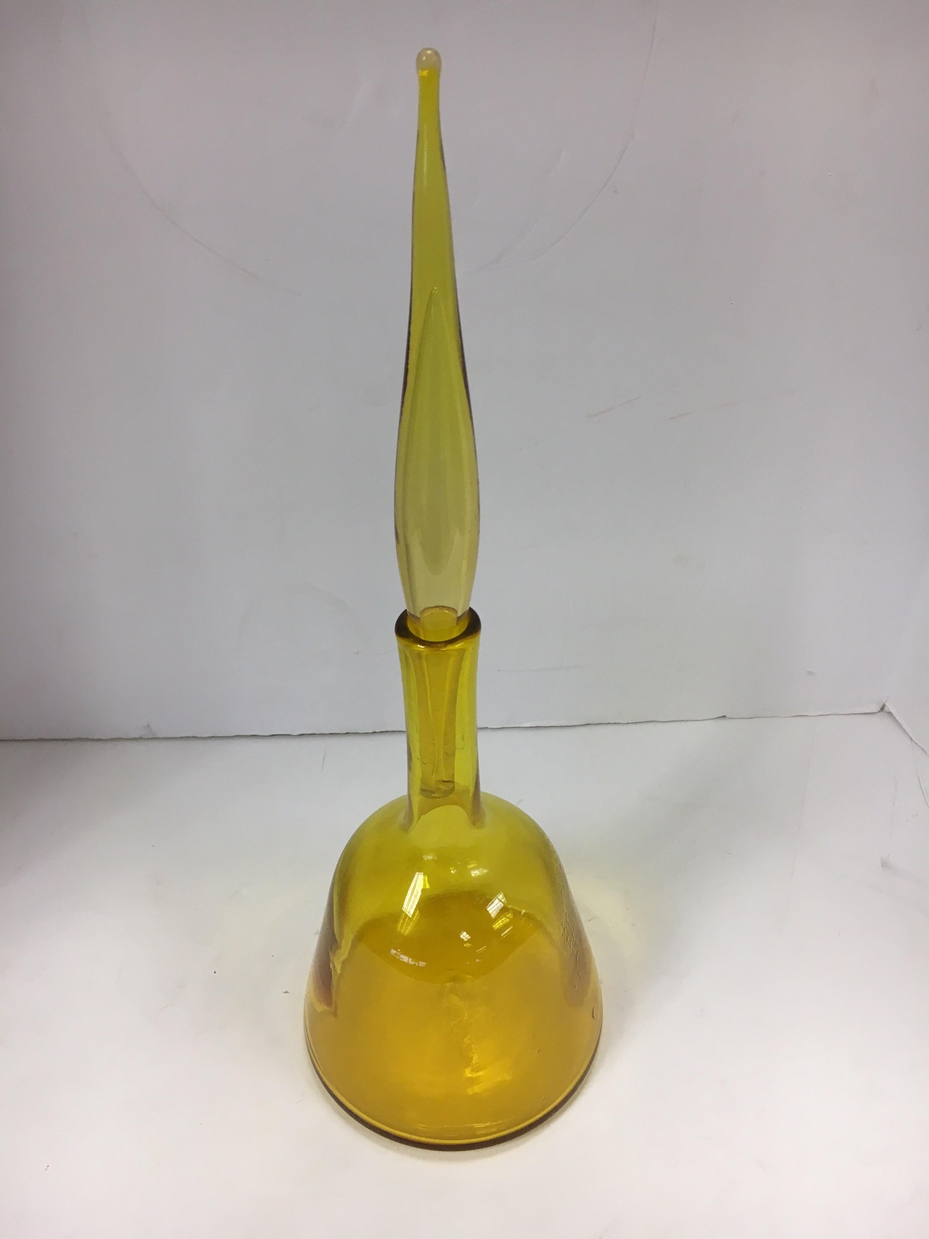 Mid-Century Modern Mid Century Blenko Yellow Art Glass Decanter Bottle Vessel