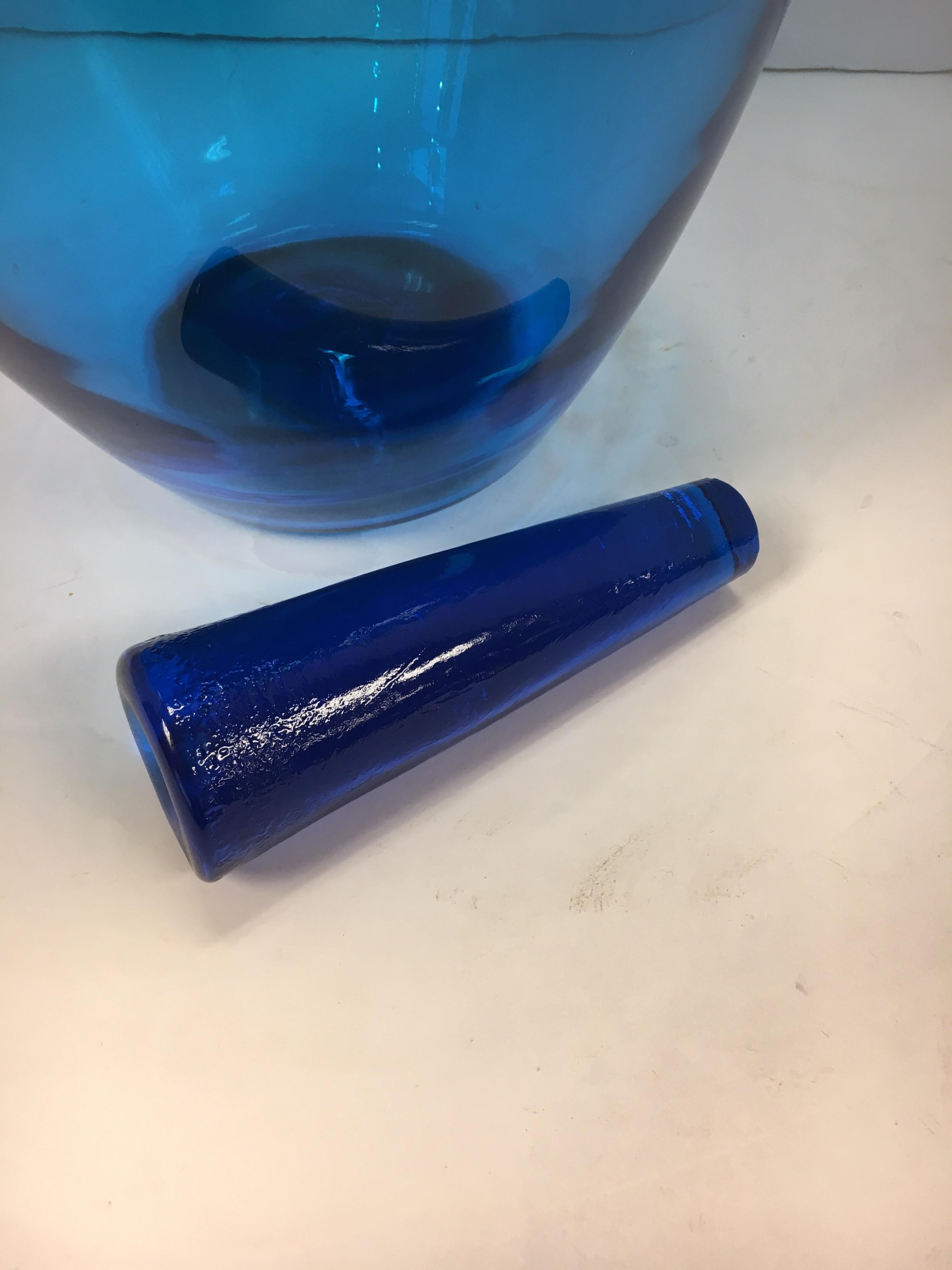 Mid-Century Modern Italian Blue Art Glass Vase Decanter 2