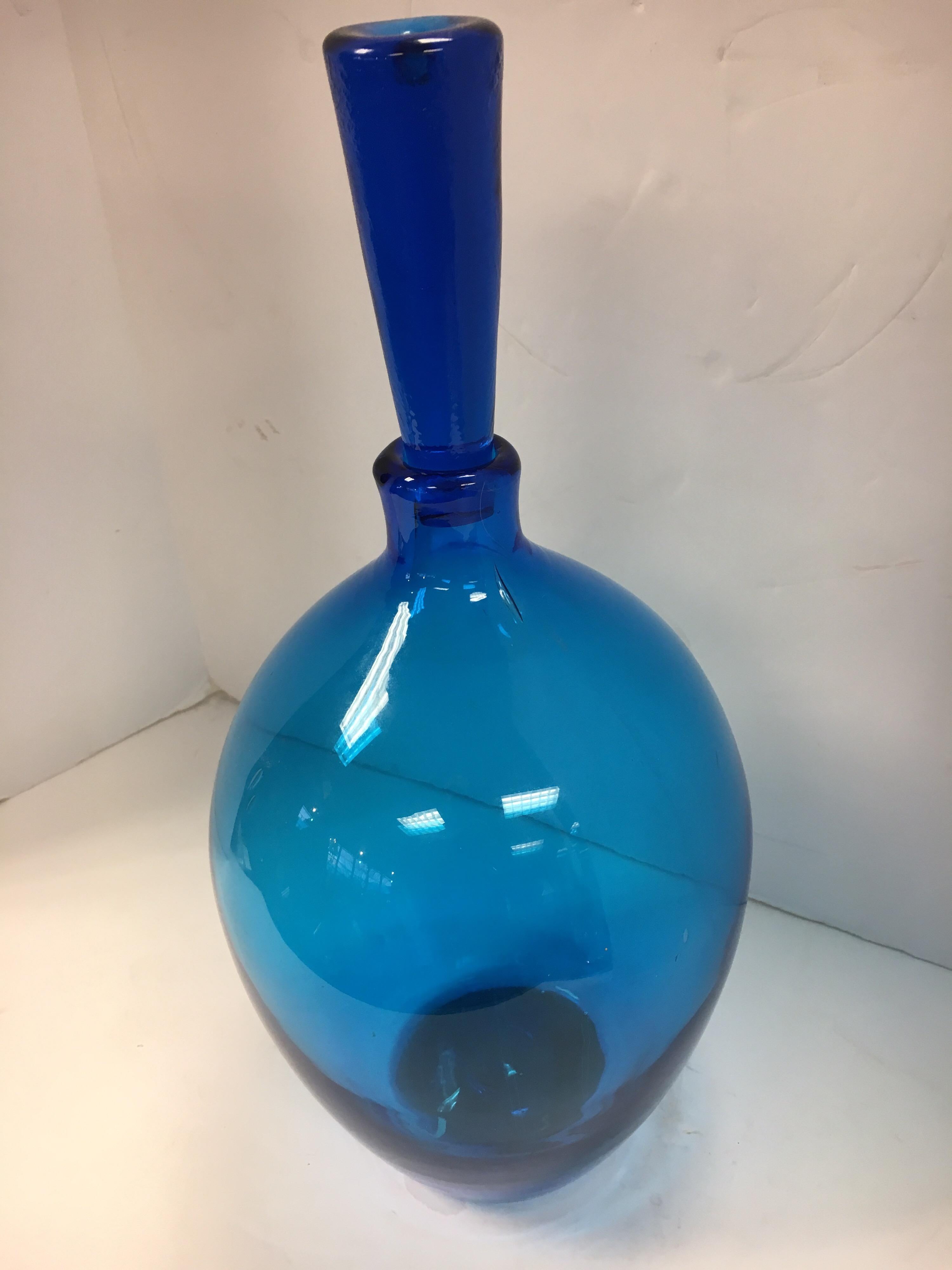 Mid-Century Modern Italian Blue Art Glass Vase Decanter 4