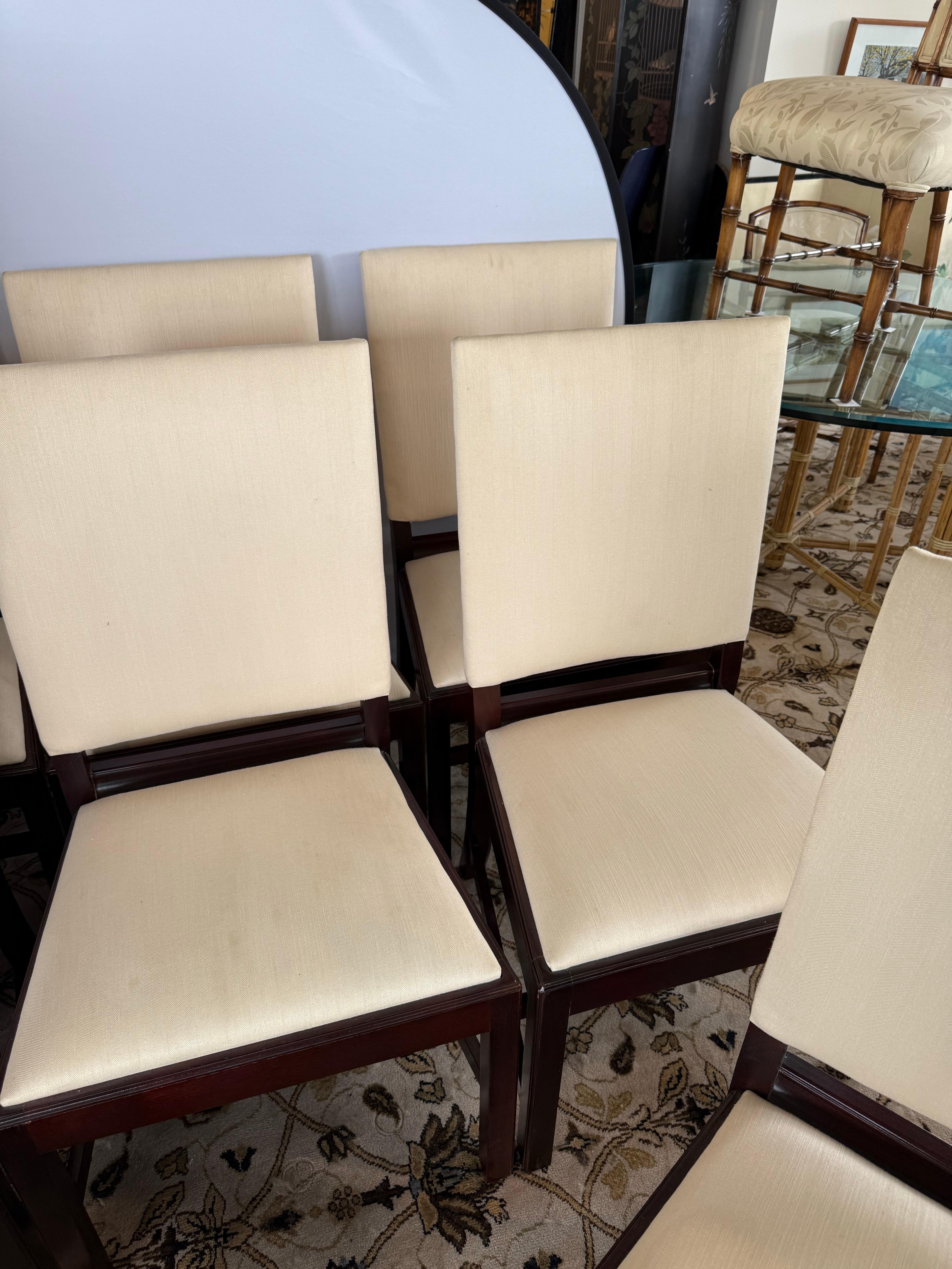 Tissu Rare Hickory Chair Furniture Company Ensemble de huit chaises de salle à manger assorties en vente