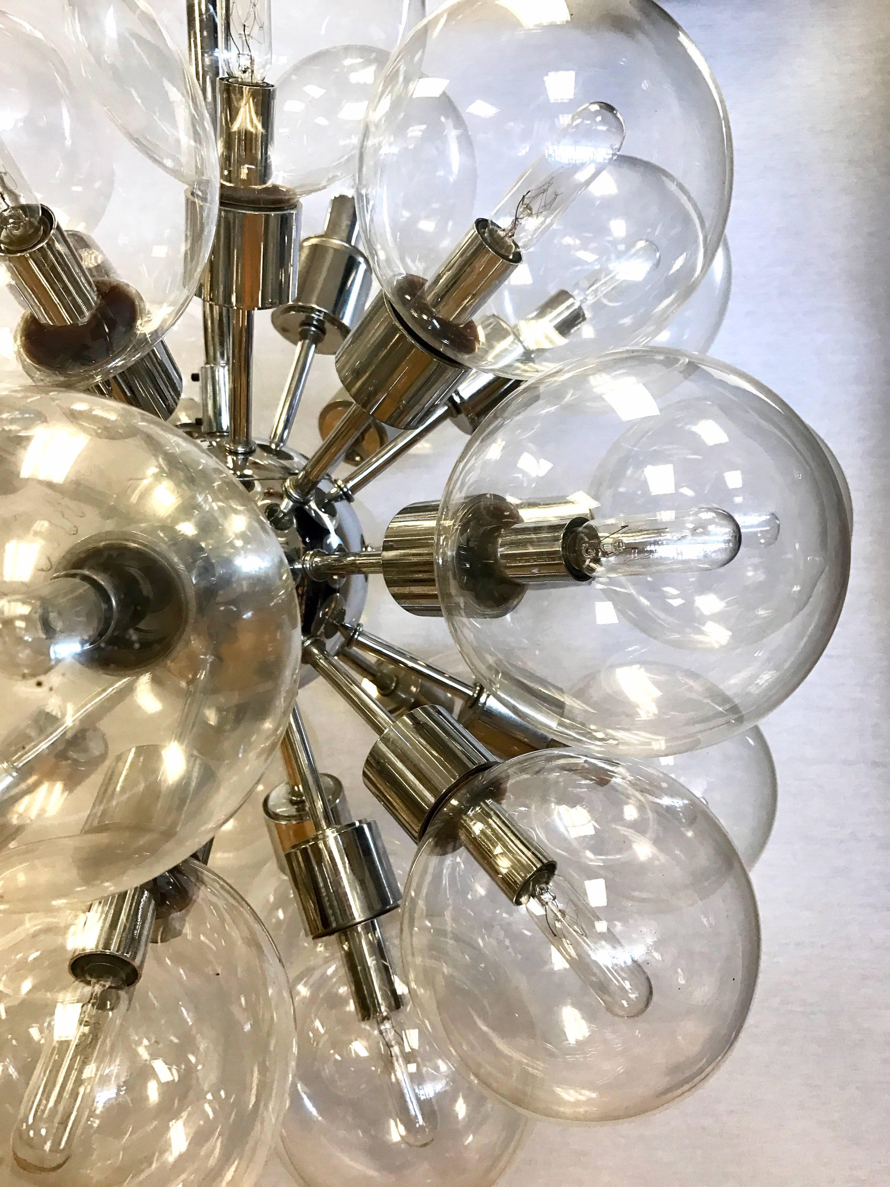 American Set of Three Lightolier 1960s Mid-Century Modern Sputnik Atomic Chandelier