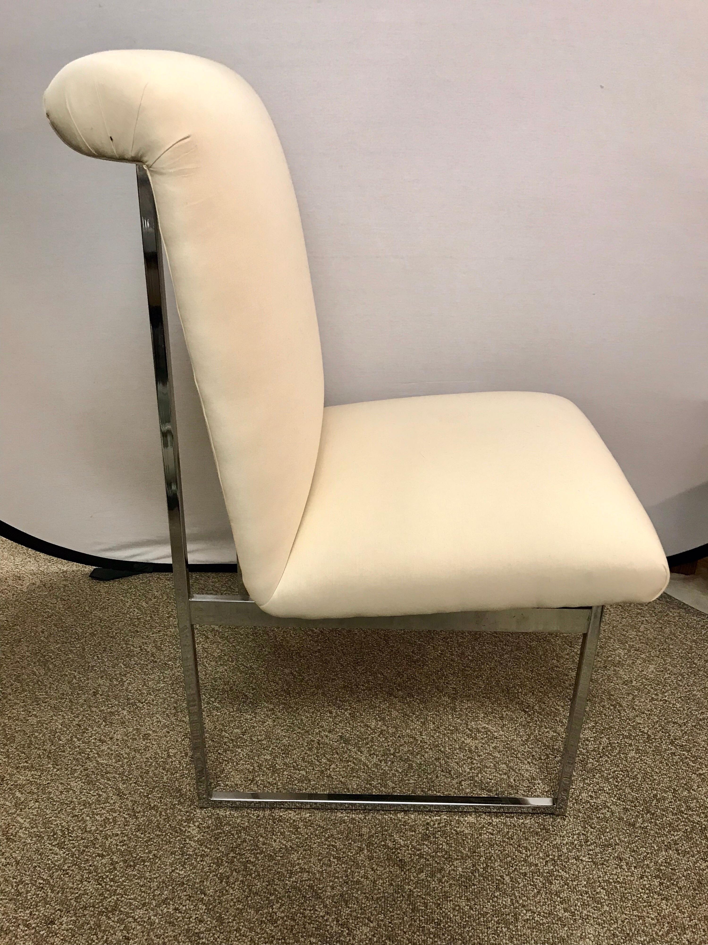 Late 20th Century Mid-Century Modern Milo Baughman Style Heavy Chrome Chair