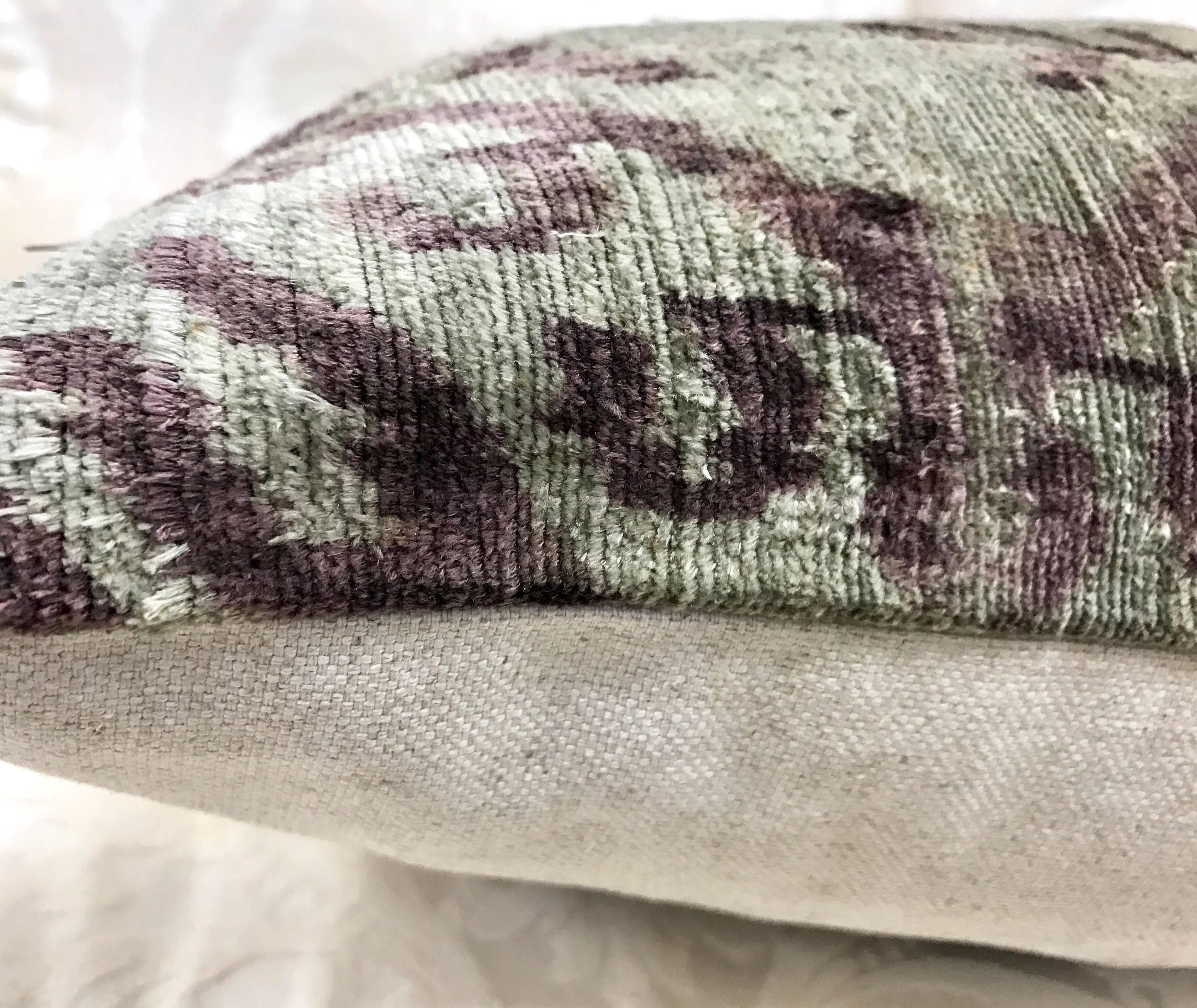 Turkish Pair of Purple Silk Ikat Pillows
