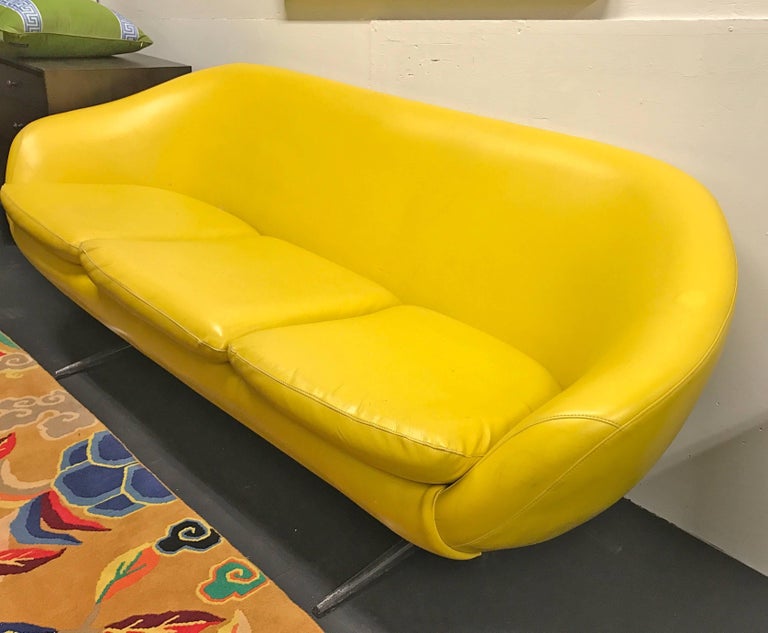 Midcentury Banana Yellow Vinyl Sofa Couch at 1stDibs vinyl couch, banana couches, couch vinyl
