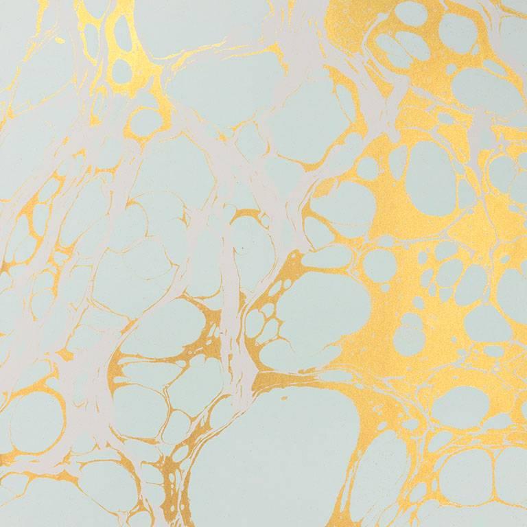 Wabi Lichen Wallpaper or Wall Mural in Mint and Gold Metallic For Sale