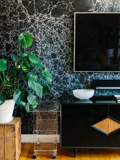 Lunaris Midnight Wallpaper or Wall Mural in Black and Silver