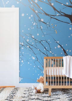 Willow Aquarius Wallpaper or Wall Mural in Blue and Silver Metallic