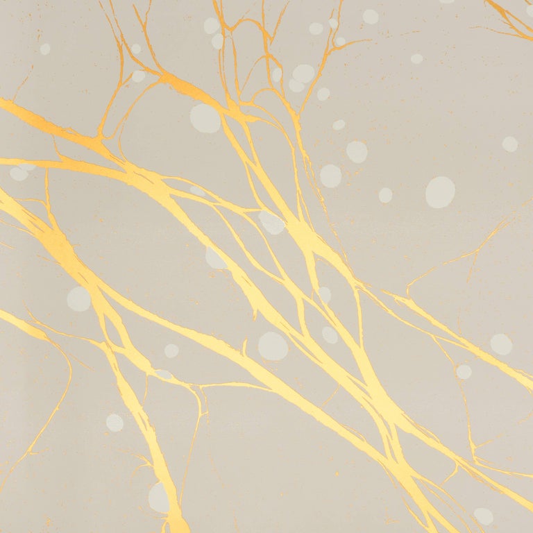 Willow Harvest Wallpaper or Wall Mural in Beige and Bronze Metallic For Sale