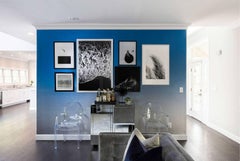 Brasscloth Cobalt Wallpaper in Blue and Textured Silver Metallic