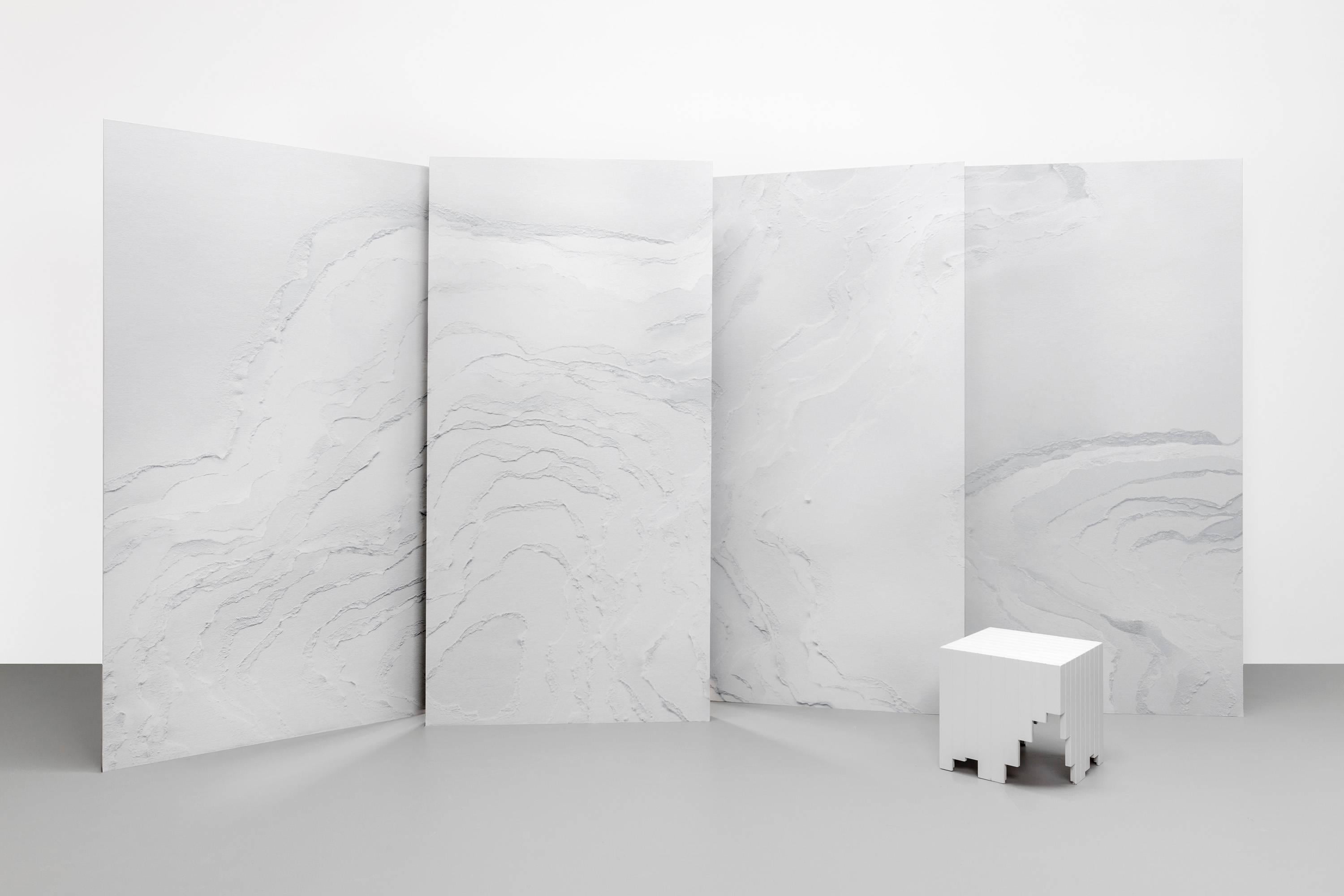 Modern Snarkitecture Topographies Winter Wallpaper in Matte Snow For Sale