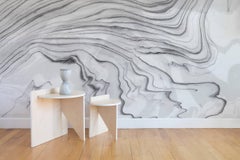 Sumi Tempest Wallpaper or Wall Mural in Matte Black and Grey Lines