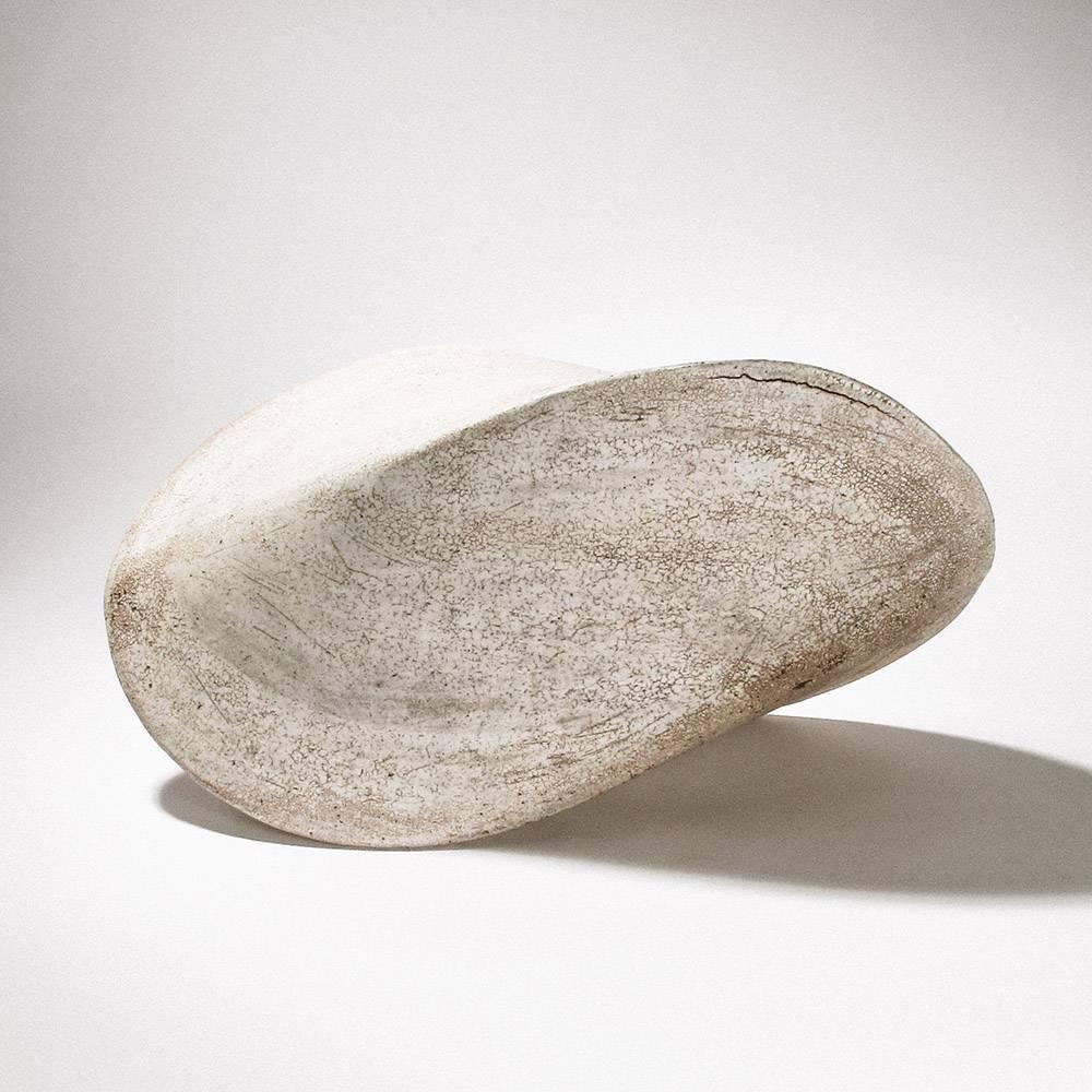 American Giant White Crackle Finish Modern Ceramic Pod Sculpture For Sale