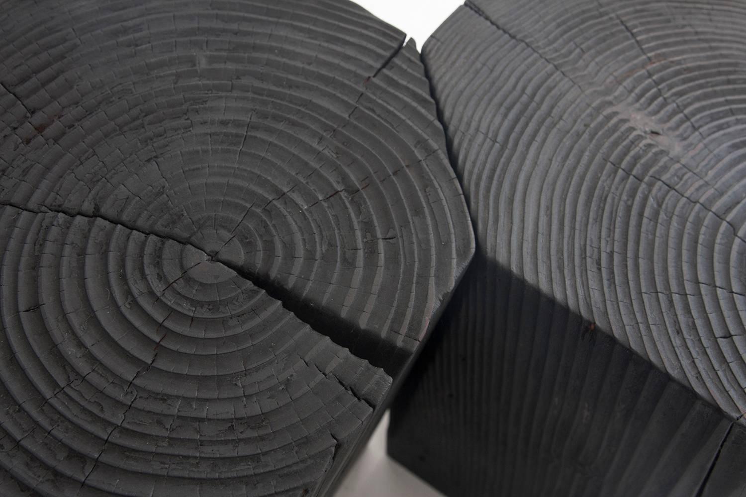 Charcoal Blocks, Sculptural, Geometric, Shou Sugi Ban Coffee or Side Tables In New Condition For Sale In Oakland, CA