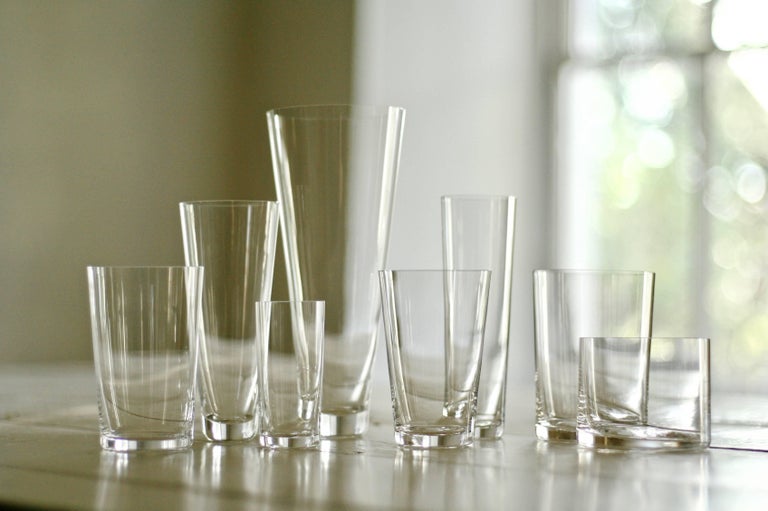 Contemporary Set of 6 Deborah Ehrlich Simple Crystal Champagne Glasses, Handblown in Sweden For Sale