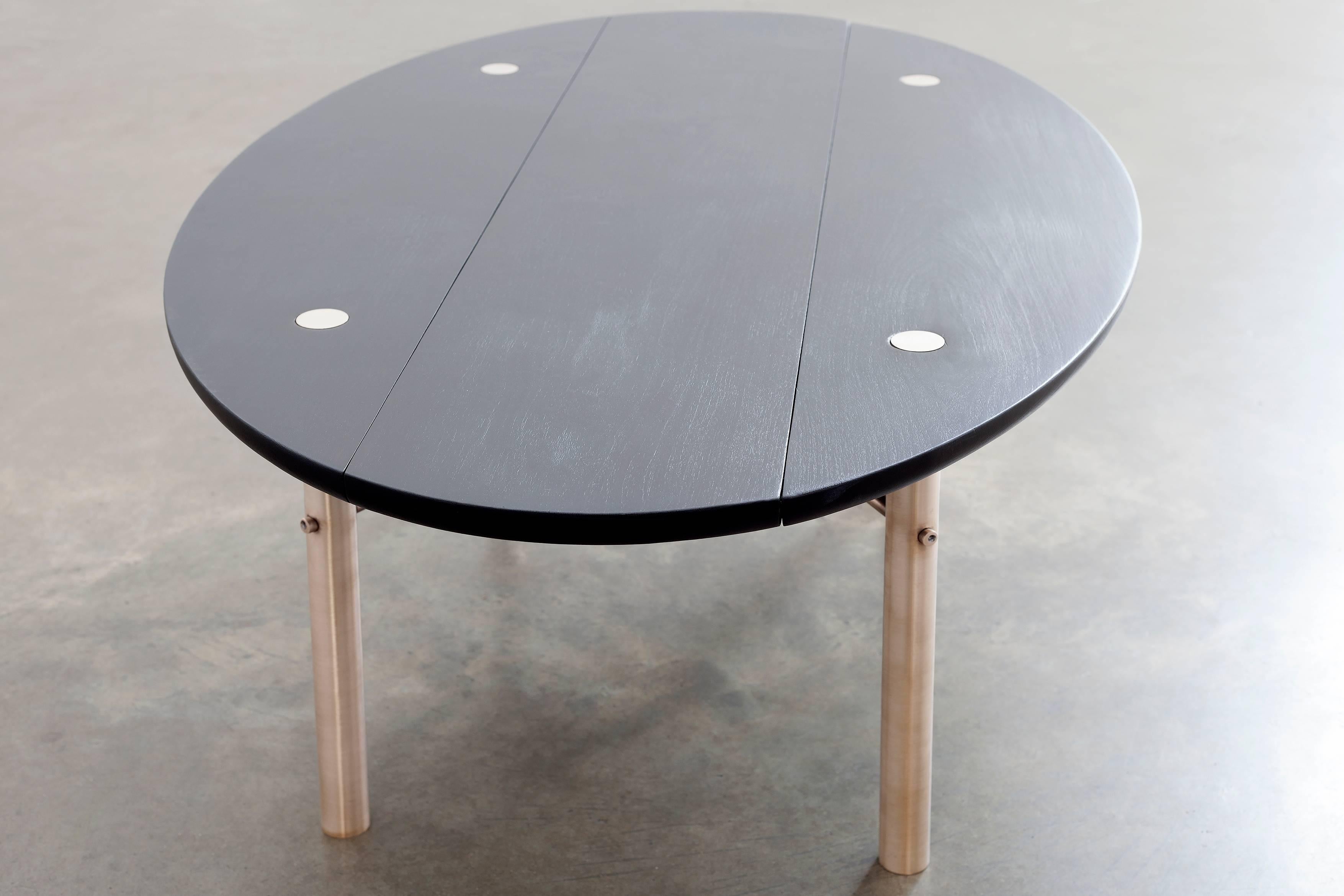 Modern Connect Low Table in Customizable Charred Hardwood Maple and Patinated Bronze For Sale