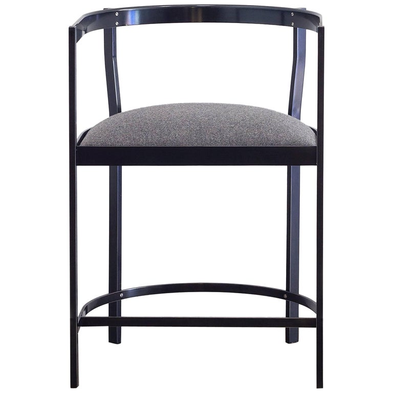 Connect Upholstered Dining Chair in Hand Blackened Aluminium and Lacquer 1