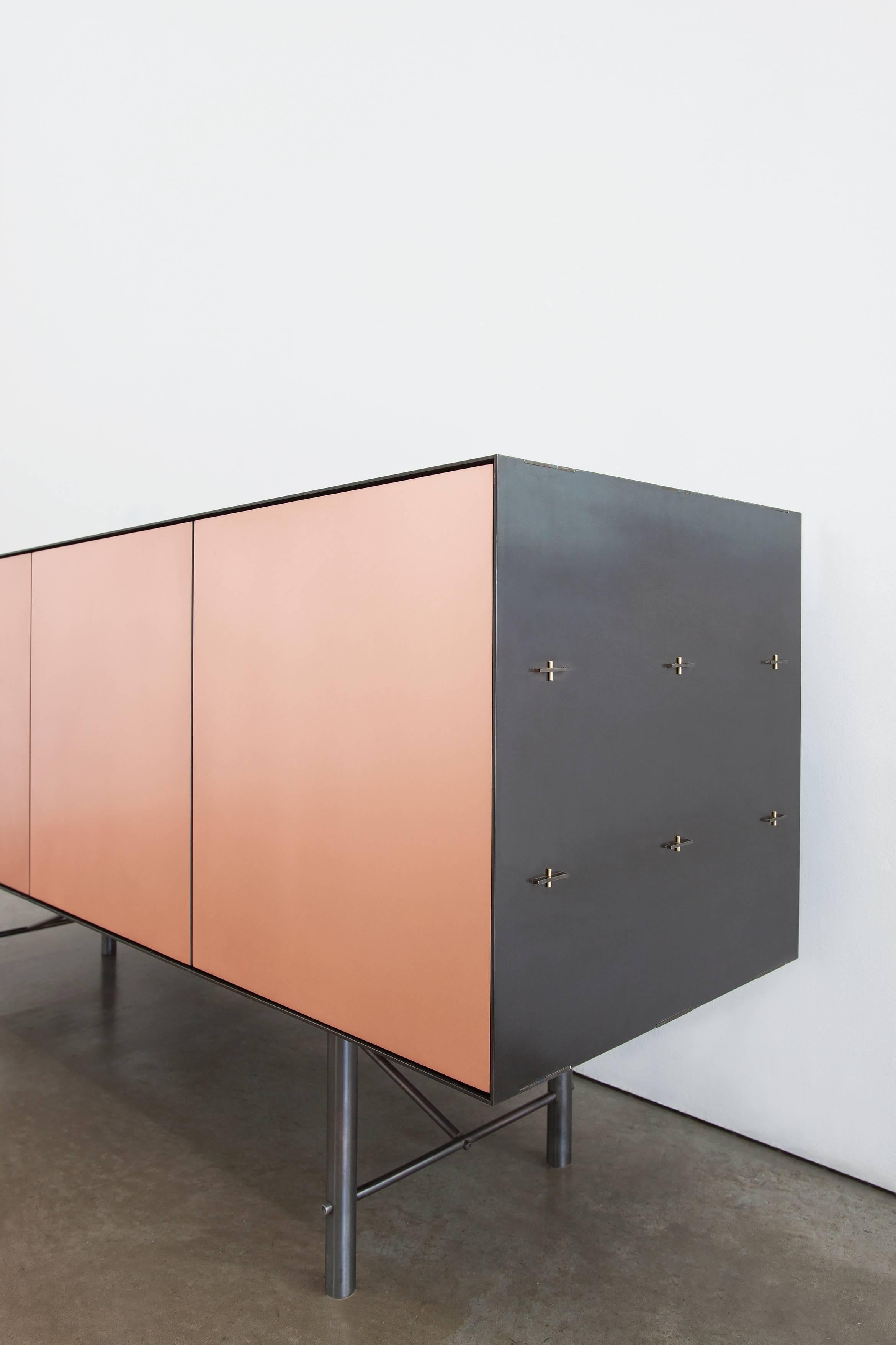 The Connect Credenza is designed to express the process by which each piece is created, with visible construction and fastening details that are integral to the final piece. 

Traditional joinery techniques are used in conjunction with mass