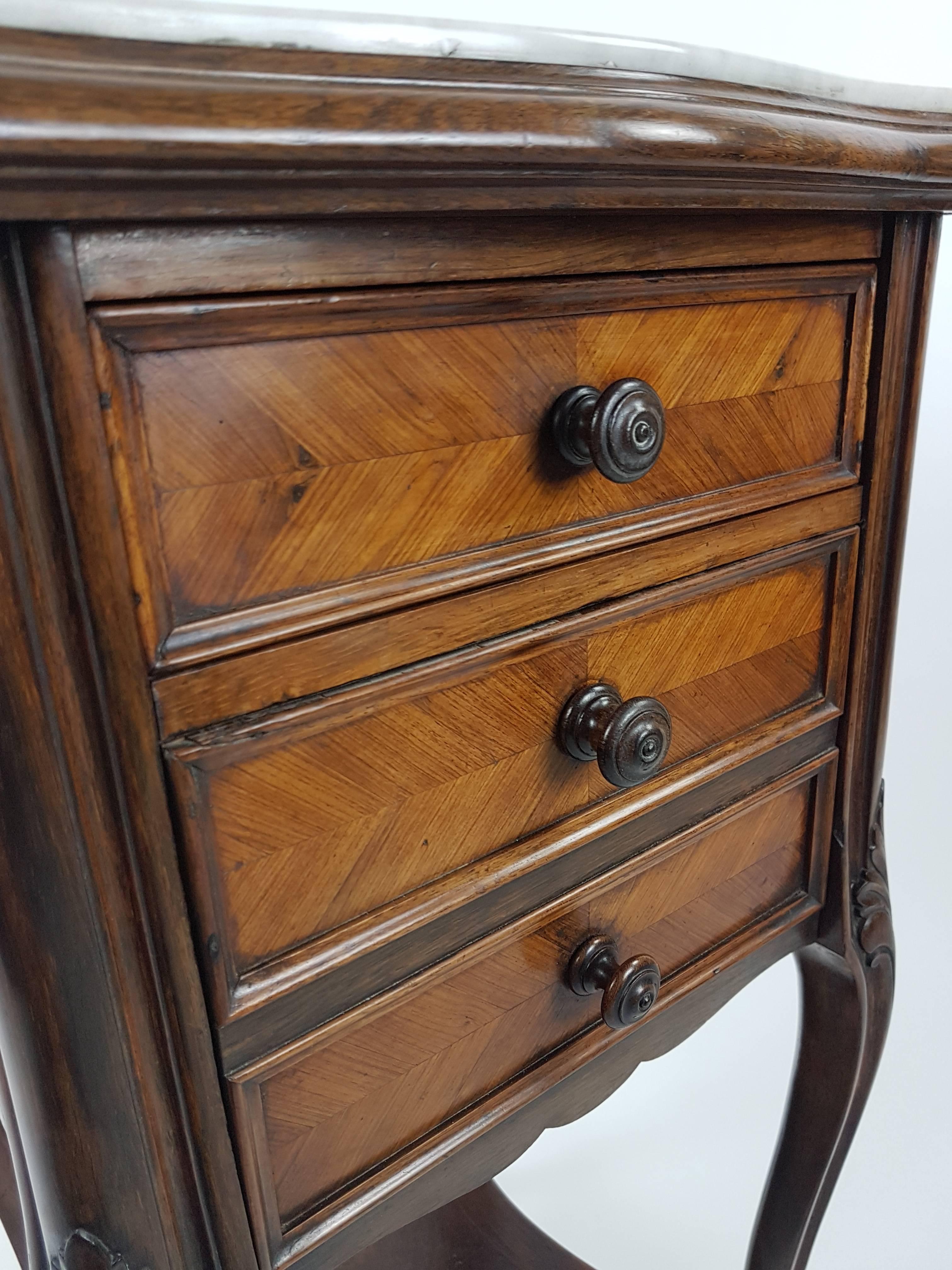 French Louis XV Style Bedside Cupboard in Kingwood and Tulipwood For Sale