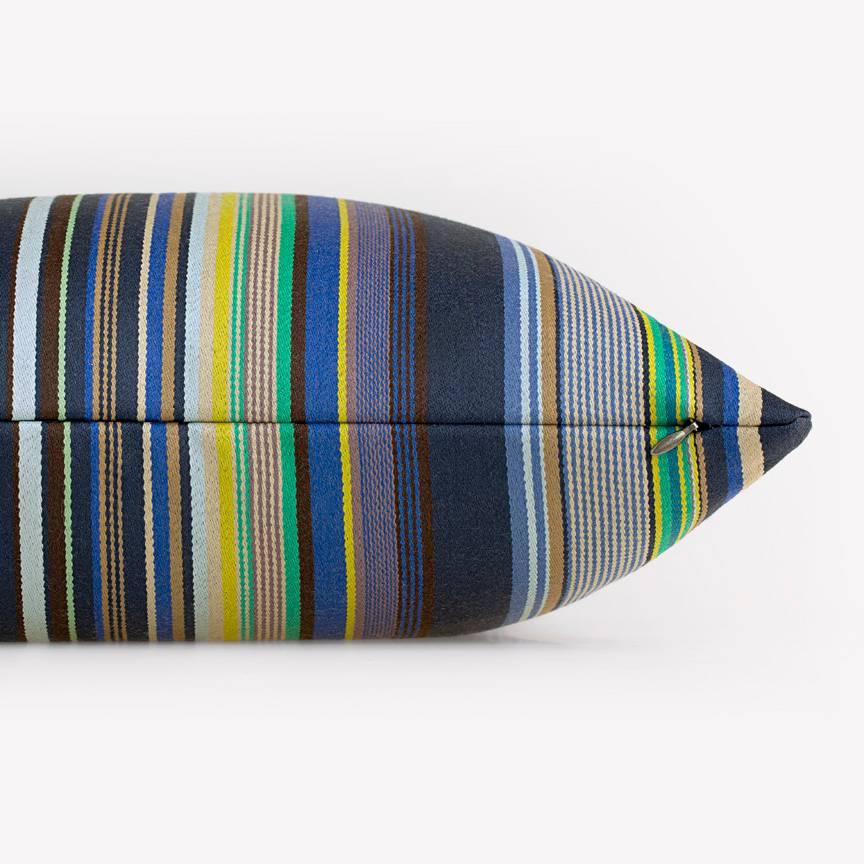 Maharam Pillow
Stripes by Paul Smith
008 Staccato Stripe

Stripes by Paul Smith is a study in variegation. Staccato repetitions, tonal modulations and punctuated sequences demonstrate Smith's playful use of color and proportion. Engineered to appear