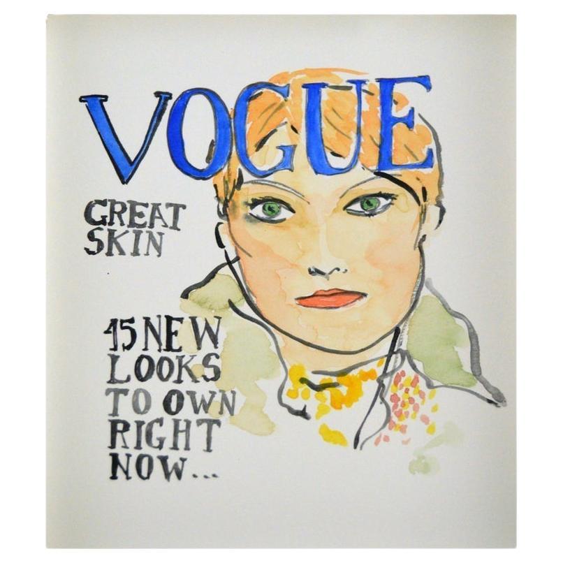 Vogue, Magazine Cover #4. Watercolor Color Fashion Illustration on Paper.