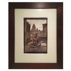 Portrait of a Little Buddha,  Sepia Color Photograph Framed