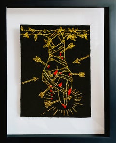 El Colgado. From The Ventura Series.  Embroidery thread on canvas. Framed