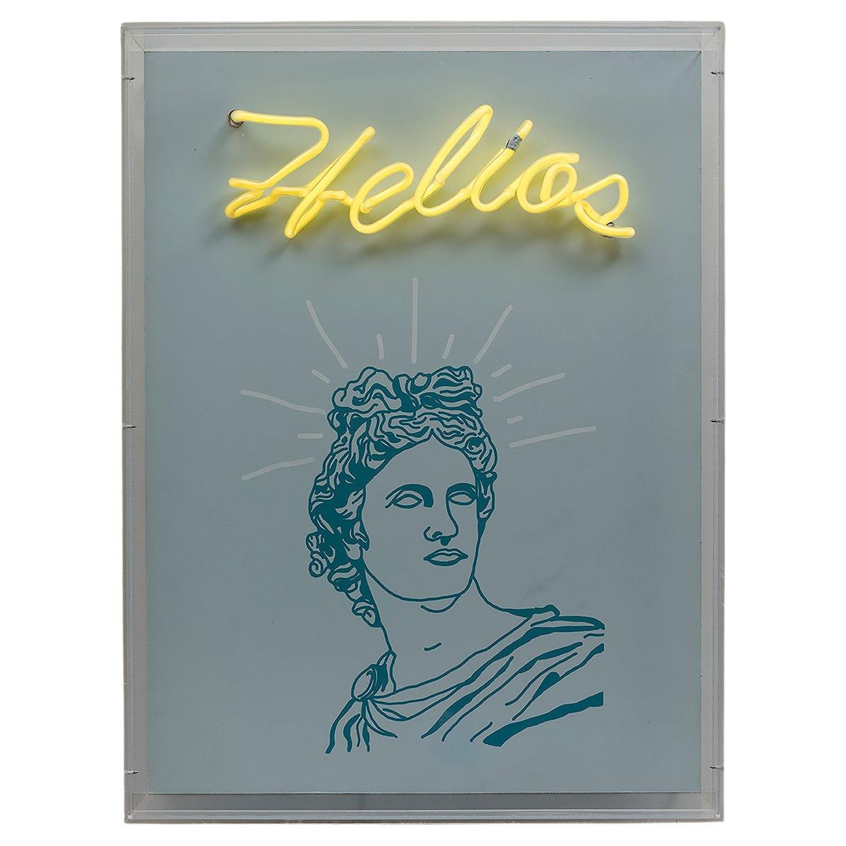 Helios. Neon-Lichtkasten Wandskulptur. Aus der Serie Neon Classics