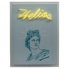 Antique Helios. Neon Light Box Wall Sculpture. From the series Neon Classics