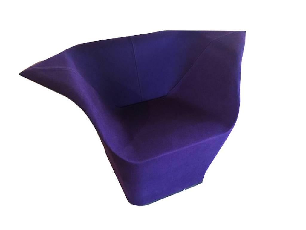 Garment lounge club chair
Designed by Benjamin Hubert for Cappellini
measure: 43.25" W x 25.75" D x 28.25" H
Available in purple; CAT.B Hot 682

Garment is a lounge club chair with a unique approach to the application and