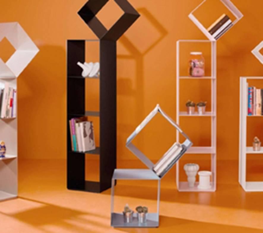 Drop two-shelf bookcase
Designed by Nendo for Cappellini
Measure: 21.5" W x 12.5" D x 27.75" H

The two-shelf bookcase was first presented as a part of Nendo's 'dancing squares' collection. The piece is made of a thin sheet of
