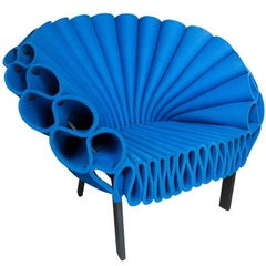 Chaise Peacock Conçu par Dror Benshetrit pour Cappellini:: Bleu