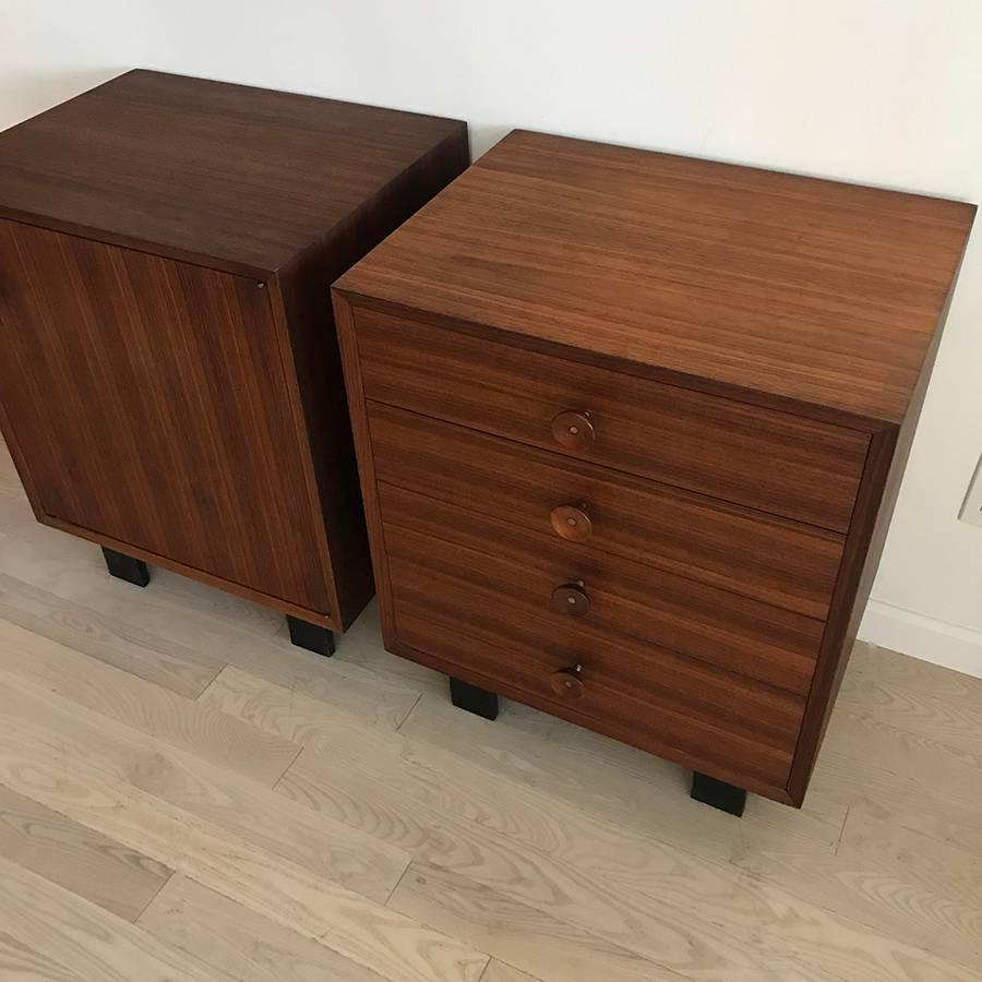 Mid-Century Modern 1950s George Nelson for Herman Miller Walnut Side Table Chests