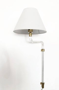 1970s Peter Hamburger for Knoll Bent Lucite and Brass Wall Sconces