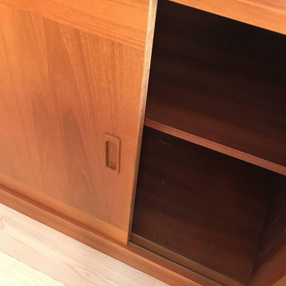 Midcentury Danish Teak Clausen & Son Hutch with Smoked Glass Doors In Excellent Condition In Brooklyn, NY