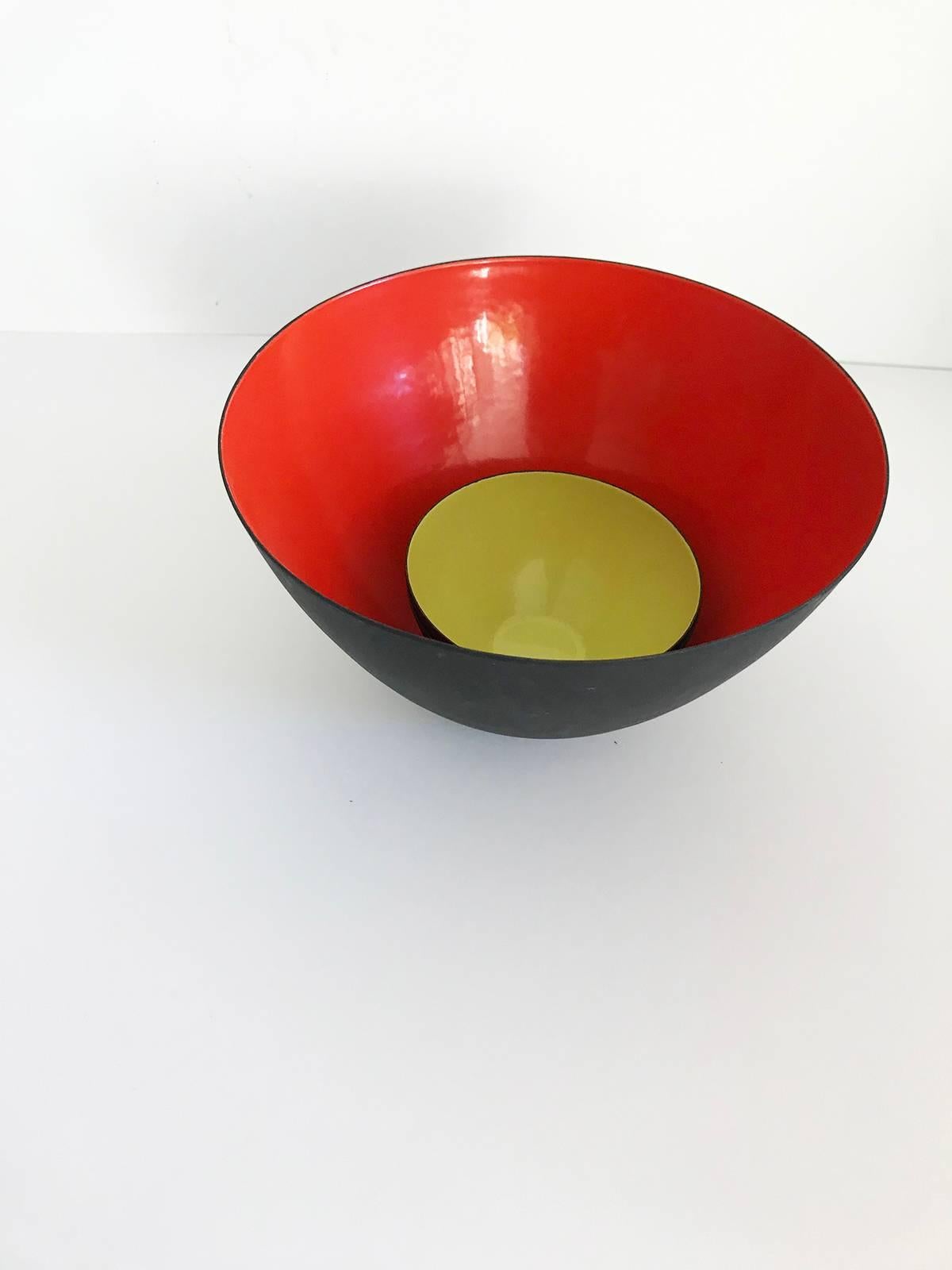 1954 Krenit by Herbert Krenchel Danish Enamel Colored Bowl Set 4