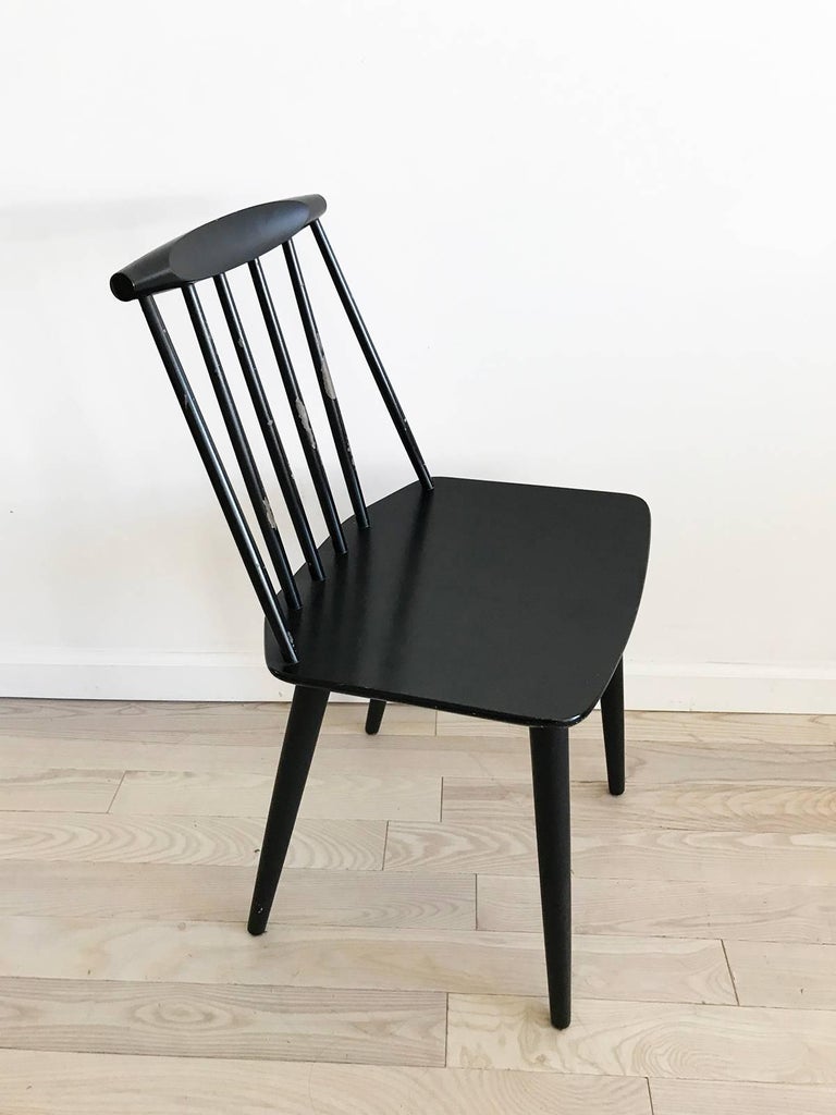 Midcentury Danish Folke Palsson J77 Black Spindle Chair at 1stdibs